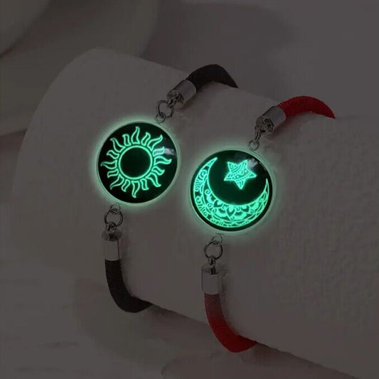 2 PCS Stainless Steel Couple Bracelets | Luminous Sun Moon Charm